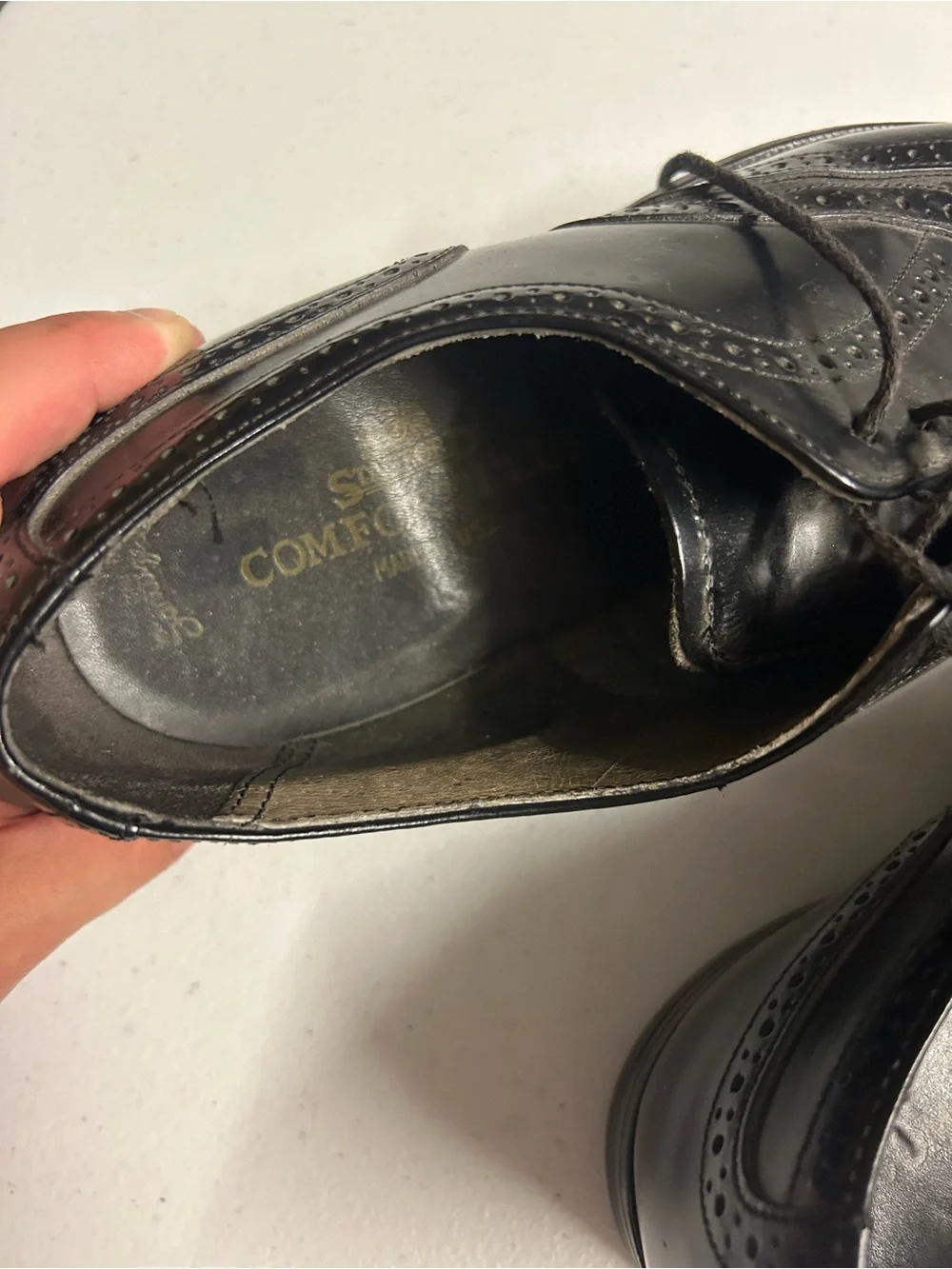 Stafford Black Leather Wingtip Derby Oxfords